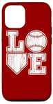 Coque pour iPhone 12/12 Pro Plaque vintage Love Baseball Mom Home pour amateurs de baseball