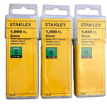 (+) 3x1000 Pack Stanley 6mm Sharpshooter Heavy Duty Staple Gun Staples 1-TRA704T