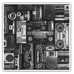 2 x Square Stickers 7.5 cm(bw) - Radios Cassette Player Retro Music  #36180