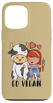 Coque pour iPhone 13 Pro Max Vache mignonne et fille, Go Vegan