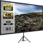 VEVOR Écran de Toile de Projection avec Trépied 70 Pouces 4K HD 16:9 Hauteur Réglable 160 x 95 cm Infroissable Vidéoprojecteur Cinéma Domicile Extérieur