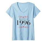 Womens Year Of Birth 1996 Birthday Design Vintage Born In 1996 V-Neck T-Shirt