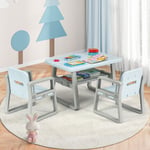 Children Table and 2 Chairs Set Toddlers Learning Activity Play Desk w/Storage