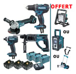 Makita - Pack 18V : DDF482 + DGA504 + DHR202 + DTD152 + DML805 (offert) avec 3 batteries 5Ah + 3 Makpac