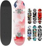 Smibie Skateboards Pro 78,7 cm Skateboard Complet en Bois d'érable pour Adolescents débutants Filles garçons Enfants Adultes 7 Couches, Mixte Adulte Garçon Fille, Rose, 31'' x 8''