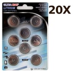 20X ULTRAMAX Lithium Coin Battery Easy Pack 8 Pack, 2x 2016, 2x 2025, 4x 2032 3V