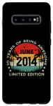 Coque pour Galaxy S10+ 10 Year Old Gifts June 2014 Limited Edition 10th Birthday