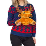 3D Röd och Grön Vuxen Jumper Ugly Christmas Sweater Bear S