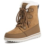 Polar Boot Femmes Matelassé Court Neige Hiver Fausse Fourrure Chaud Durable Imperméable Bottes TAN37 AYC0522 - Tan Suède - Taille 37 EU/4 UK