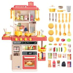 deAO Cuisine pour Enfants avec Sons et lumières, Kitchen Toy, 50PCS Accessoires de Cuisine pour Enfants Comprenant Vaisselle, Aliments, évier, Four et plaques de Cuisson, kit de Cuisine pour Enfants