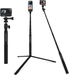 Perche à Selfie avec Grand Trépied Monopode pour GoPro, 130CM Perche à Main Bâton Selfie Monopode pour GoPro Hero 13/12/11/10/9/8/7/6/5 Black X3/X4/ One XR DJI Osmo Action 5 Pro