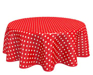 Home Direct Round Oilcloth PVC Wipe Clean Tablecloth Table Cover 140cm 55" Polka Dot Red