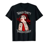 Nerdy Dirty Inked & Curvy Book Lover Tattoo Pop Art Girl T-Shirt