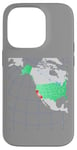 Coque pour iPhone 14 Pro Carte des États-Unis et de l'Amérique du Nord. Rouge surligné Californie