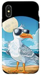 Coque pour iPhone X/XS Costume d'oiseau de mer cool avec lunettes de soleil pour oiseaux de vacances