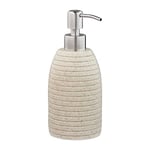 relaxdays Porte-Savon Liquide, 300 ML, Rechargeable, Salle de Bain, Cuisine, Distributeur shampoing, Pompe INOX, Beige, 1 élément