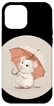 Coque pour iPhone 15 Plus Rat blanc avec parapluie pour garçons et filles