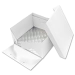 PME BBS890 Support Carré et Boîte à Gâteau, Plastique, Blanc, 30 x 30 x 15.2 cm