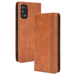 FANFO® Case for Realme 7 Pro, Premium Leather Wallet Magnetic Clasps Folio Book Style Cover, Brown