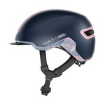 Abus Casque ABUS Urban HUD-Y - lumière LED arrière magnétique et rechargeable & fermeture magnétique - casque de vélo cool pour tous les jours - pour femmes et hommes - bleu, taille M