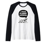 I Speak Fluent Crossword, Funny Crossword Puzzle Raglan Baseball Tee