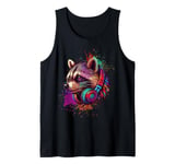 Raccoon Popart Colourful Music Lovers Headphones Raccoon Tank Top