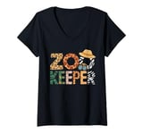 Womens Zookeeper Costume Animals Theme Zoologist Zoo Keeper V-Neck T-Shirt