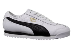 Puma Roma 68 Vintage White Black Leather Low Lace Up Mens Trainers 370051 02 - Size UK 3.5