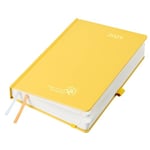 POPRUN Diary 2025 A Day Per Page A5 Hardback 25 Daily Planner Day to Page, Appointment Diary with 30 Minutes Interval, Inner Pocket (Light Yellow)