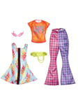 Barbie Fashions 2 Pack - Love T-shirt Check Flared Pants & Flames Print Dress