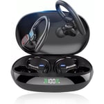 Sport Trådlösa Bluetooth hörlurar, Trådlösa Hörlurar med Mic Bluetooth, Hi-Fi Stereo Bluetooth -headset Bluetooth headset för sport, arbete mörk