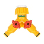 Hozelock Dual Water Tap Connector Y Piece Garden Hose Splitter Adaptor Valve