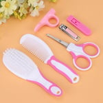 6pcs Baby Nail Clipper Scissors Hair Brush Comb Manicure Care Kit Pink