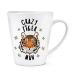 Crazy Tiger Man Stars 12oz Latte Mug Cup - Funny Animal