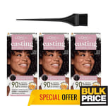 ' ORÉAL Casting Natural Gloss 123 Noir Ganache Cheveux Couleur 3-pack Ammoniaque