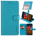 Motorola Moto G30 Premium Leather Wallet Case [Card Slots] [Kickstand] [Magnetic Buckle] Flip Folio Cover for Motorola Moto G30 Smartphone(Sky blue)