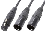 3 Pin XLR Female to Dual XLR Male Y Splitter Audio Cable Adaptor Signal Lead