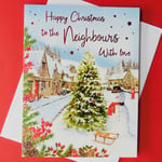 Happy Christmas To The Neighbours Card Message Verse With Insert Page