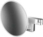 Emco Evo Miroir de Rasage et cosmétique à LED avec Connexion directe - Miroir cosmétique Rond avec éclairage pour Montage Mural - Grossissement 5X - Noir