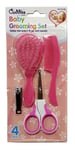 Baby Grooming Set Brush Comb Scissor & Nail Clipper For Baby First Steps - PINK