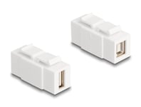 Delock Keystone-Modul Usb 2.0 Typ A Hona Till Usb 2.0 Typ B Hona, Dubbelsidigt Monterbar Vit