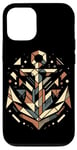 Coque pour iPhone 15 Symbole de la mer ancre cool dans le style art cubisme Noël