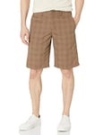 Dickies Men's Flex Regular Fit Plaid Flat Front 11in Shorts Casual, Mushroom, 32