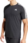 adidas Own The Run 3 Stripes Mens Running Top Black Short Sleeve Jogging T-Shirt