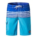 Walker Valentin Swimwear Mens Swim Shorts Beach Short Pants Swimming Trunks Quick Dry Swimwear Bermuda Surf Board Swimsuit Silver 1906 Sky Blue, Size : XL