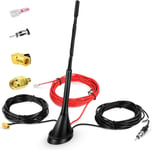 Dab Antenne Voiture Smb Adaptateur Toit Universel Amplificateur Rehausseur Récepteur De Signal Radio Avec Câble D'Extension De 5M /16.4Ft Pour Fm Am/Dab + Radio Pioneer, Blaupunkt, Clarion, Jvc,