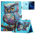 TEDTIKJT Coque pour Tablette Samsung Galaxy Tab A 10.1 2016 SM-T580 T585 Etui Housse PU Cuir Flip Support Protection Cover Case Samsung Tab A 10.1" 2016, Hibou