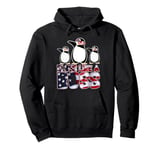 Floss Like A Boss American Flag Funny Penguin 4th of July Pullover Hoodie