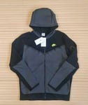 Nike Tech Fleece Wind Runner Full Zip Hoodie Mens Size XXL Black Volt Grey New 