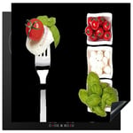 KitchenYeah© Protection Plaque Induction 78x78 cm Protege Deco Cuisine Cache Protège De Cuisson Accessoires Herbes - Tomate - Mozzarella - Caprese - 78x78 cm